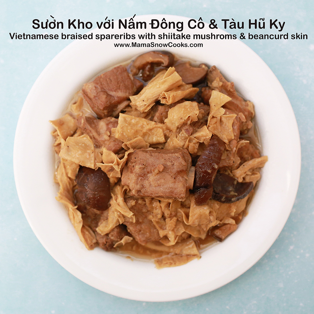 Vietnamese Braised Spareribs with Shiitake Mushrooms and Bean Curd Skin
